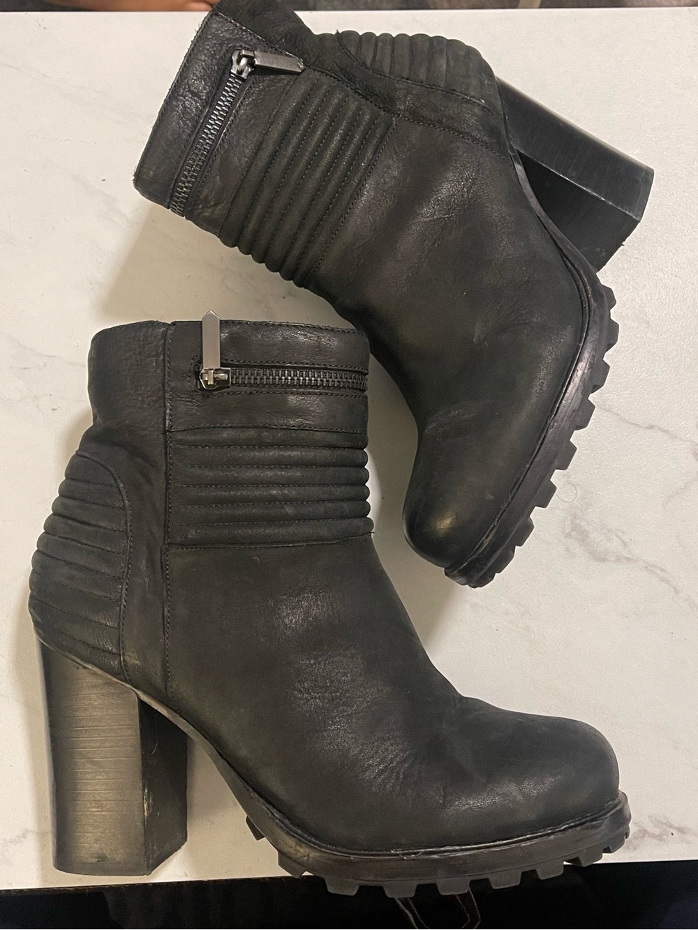 Sam Edelman black leather moto boots size 9.5